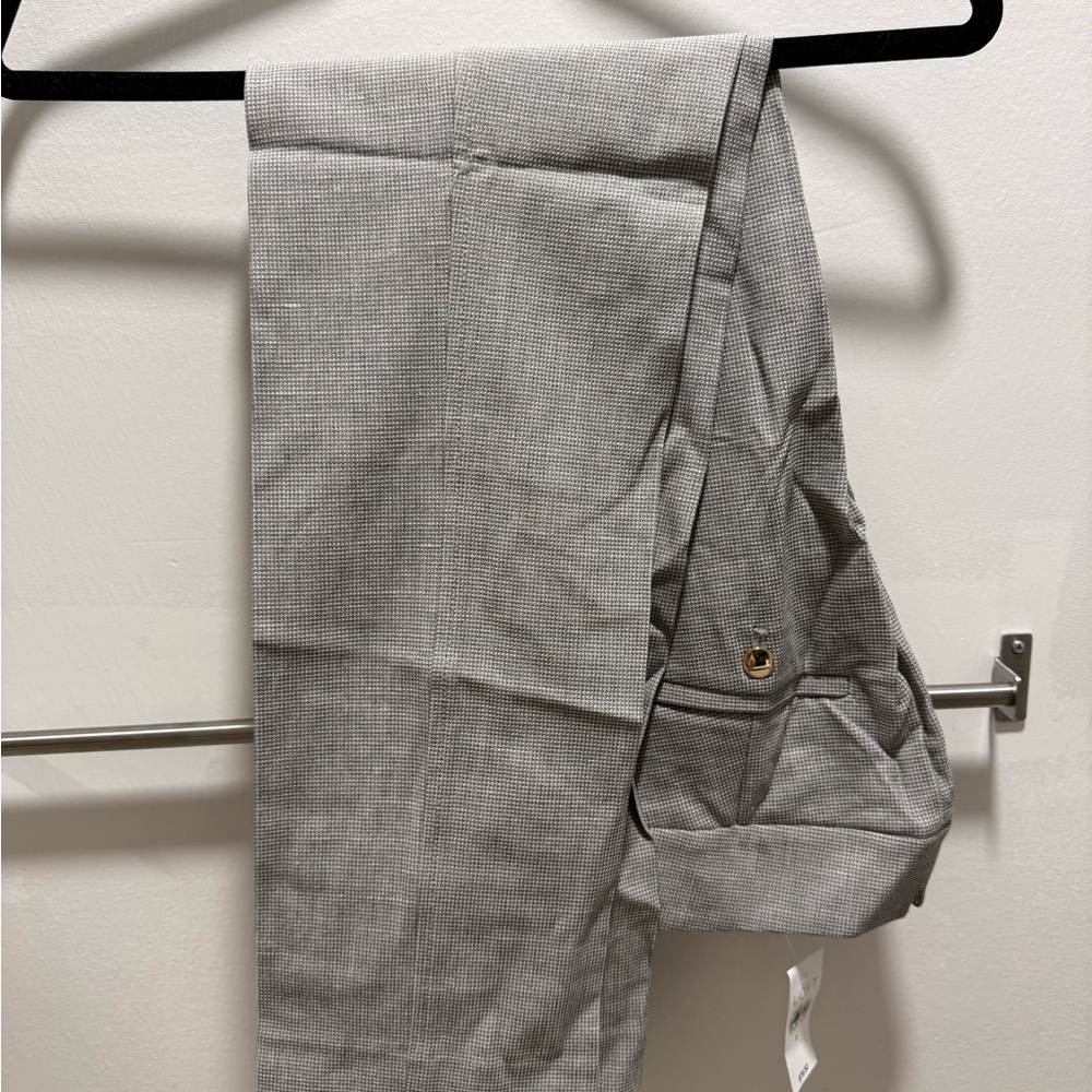 LOFT Light Gray Micro-Check Dress Pants